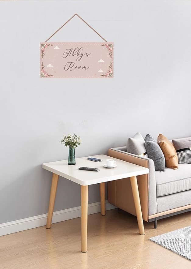Personalized Sign Flowers Sign For Girls Room Farmhouse Decor Wall Art Home Decor For Kids Room,Custom Name Door Art Decor Decorative Plate for Boys Bedroom
