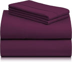 LuxClub 4 PC California King Sheet Set, Breathable Luxury Bed Sheets, Deep Pockets Wrinkle Free Cooling Sheets Machine Washable Hotel Bedding Silky Soft - Eggplant Cal King