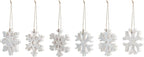 DEMDACO Cozy Time Silver Tone 4 x 4 Inch Wood Christmas Tree Decoration, Festive Holiday Décor, Distressed, Hanging Ornaments, Set of 6, Snowflake