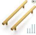 JOY DECOR 30 Pack 6-1/4 Inch Brushed Brass Square Cabinet Handles Stainless Steel Cabinet Hardware Pulls for Kitchen and Drawers with 8-13/16 Inch Overall Length