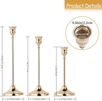 French Gold Candlestick Holders Set of 3, Metal Taper Candle Holders, Classic Decorative Candle Stick for Christmas, Wedding, Party, Dinner Tables,Home Décor