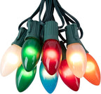 Brightown Multicolor Christmas Lights Ceramic, C9 25 Feet Vintage Incandescent Lights with 25 Opaque Bulbs for Patio Fence Roofline Outdoor Indoor Holiday Christmas Decorations