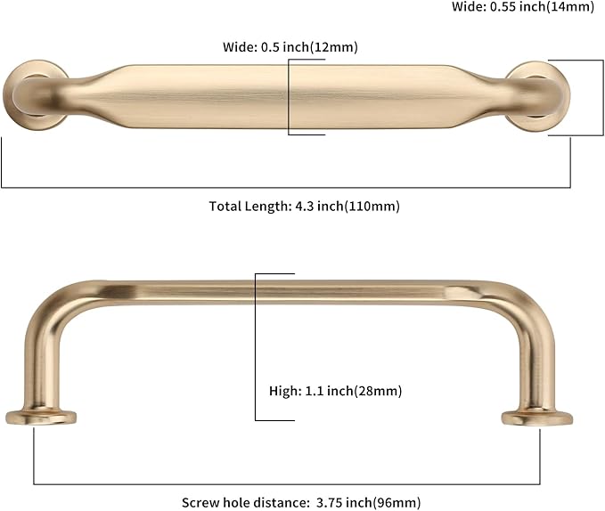 Asidrama 30 Pack 3.75 Inch(96mm) Brushed Brass Kitchen Cabinet Handles, Cabinet Pulls Kitchen Cabinet Hardware for Cupboard Drawer Pulls