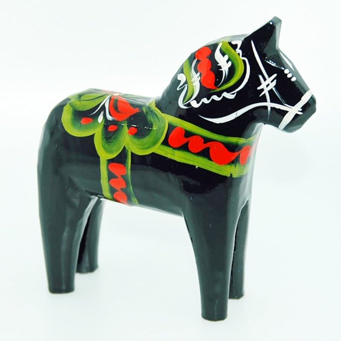 Nils Olsson Hemslojd Ab Traditional Wooden Swedish Dala Horse - Black 2" (5cm)