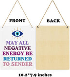 Evil Eye Decor Witchy Gifts for Witchcraft Lover, May All Negative Energy Be Returned to Sender Wall Hanging, Inspirational Wall Art for Home Office Decoration 8x10 Inches