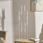 2PCS Acrylic Candelabra Centerpieces,Tall Clear Floor Candelabra for Wedding 8 Arm Candle Holder with Acrylic Shade Circular Base for Party Table Decoration Fit 0.87 LED Candle