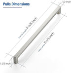 JOY DECOR 12 Pack Cabinet Handles, Brushed Nickel Cabinet Pulls, 11-1/3 Inch Kitchen Closet Handles Square Drawer Pulls Stainless Steel Drawer Hardware, 288mm Hole Centers