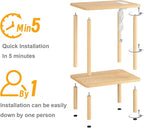 Apicizon 2 Tier End Table Set of 2, Small Side Table with Charging Station, Boho Bedside Table with USB Ports and Outlets, Nightstand for Small Spaces, Bedroom, Living Room, Easy Assembly, Natural