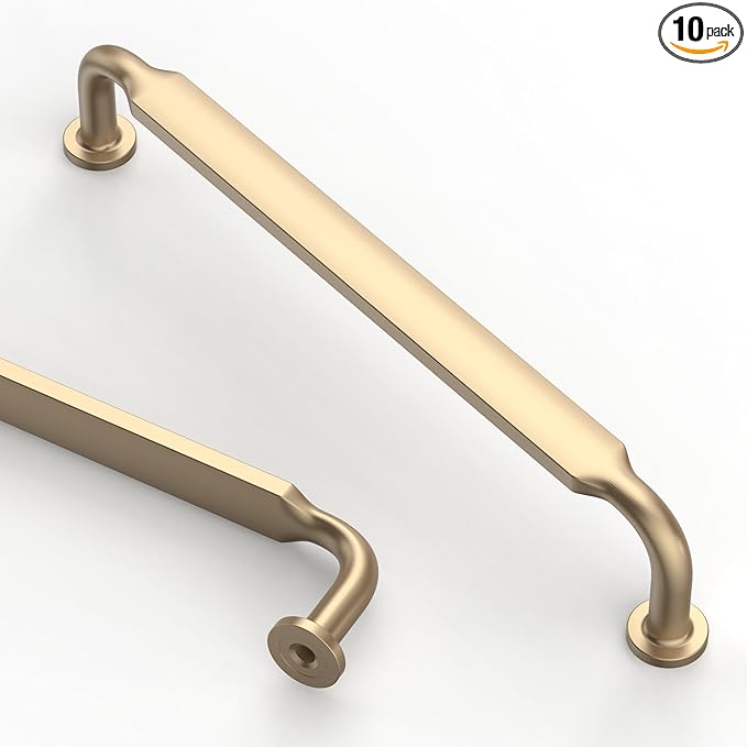 Asidrama 10 Pack 6.3 Inch(160mm) Brushed Brass Kitchen Cabinet Handles, Cabinet Pulls Kitchen Cabinet Hardware for Cupboard Drawer Pulls