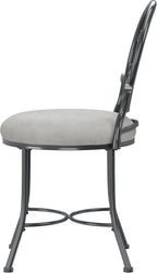 Hillsdale O'Malley Vanity Stool with Spiral Pattern Design, Metallic Gray Fabric