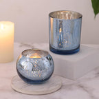 20 Pcs Assorted Blue Votive Candle Holders, Larger Size Mercury Glass Candle Holder Bulk, Glass Tea Light Candle Holders for Wedding Decorations, Blue Centerpieces for Tables, Baby Shower