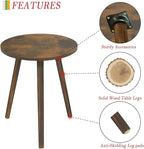 AWASEN Round Side Table, Small End Table for Living Room, Modern Wood Accent Coffee Side Table with Wood Legs for Small Space, Easy Assembly, Rustic Brown