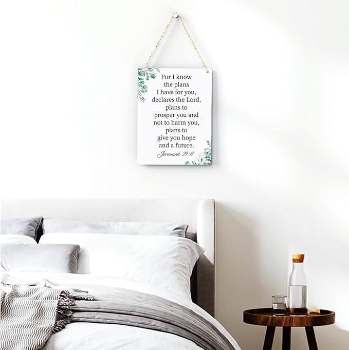 For I Know the Plans I Have for You Jeremiah 29:11 Inspirational Decor Christian Gifts Bible Verse Wall Art Scripture Wooden Hanging Sign for Modern Home Office Wall Art Decoration 8 x 10 Inches