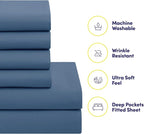 RV Short Queen Comforter Set for RV Camper - Comforter Set with Fitted & Flat Sheet, 4 Pillowcases - Tailored for RV Short Queen Beds - Cozy Essentials for Your RV Bedroom, Denim