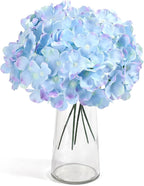 Auihiay 64 PCS Full Artificial Hydrangea Flowers, Blue Purple Silk Hydrangea Heads with Stems, Fake Flowers for Wedding Centerpieces, Baby Shower, Home, Garden, Party Decoration (Blue Purple)