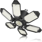 Adiding LED Garage Light, Bright 10000 Lumen LED Workshop Basement Lighting Fixture with Adjustable Spotlight and 6 Deformable Panels fit for E26 E27 Bulb Socket for Warehouse Attic Cellar Workspace
