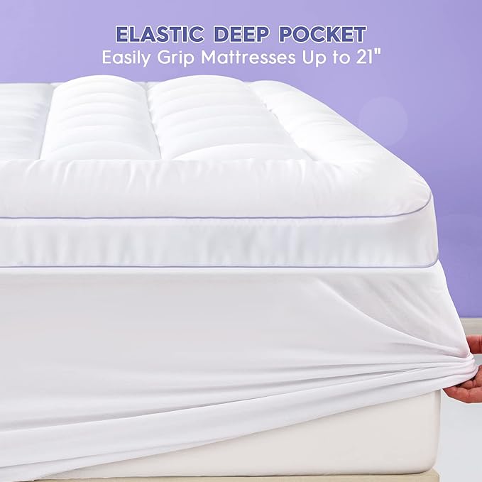 ABENE Full Size Dual Layer 3 Inch Memory Foam Mattress Topper, 2 Inch Gel Memory Foam Plus 1 Inch Down Alternative Pillowtop Mattress Pad Cover, Thick Soft Bed Topper Support for Back Pain