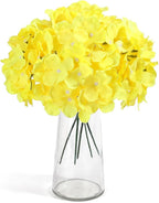 Auihiay 64pcs Hydrangea Artificial Flowers, Yellow Silk Hydrangea Heads with Stems, Hydrangea Flowers for DIY Wedding Centerpiece Baby Shower Home Party Decor (Yellow)