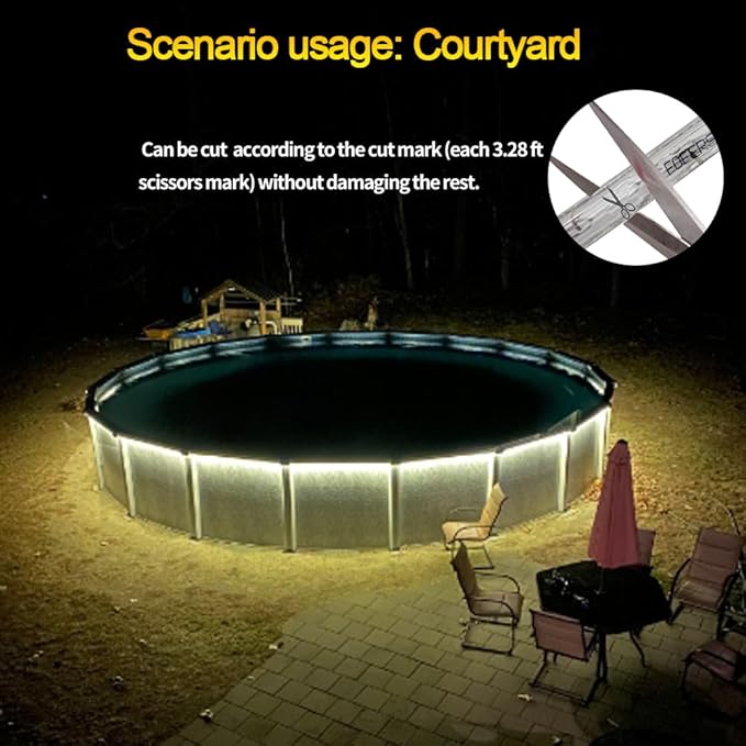 33FT 360 LED Rope Lights Outdoor - Connectable Waterproof Flexible Tube Lighting for Deck, Patio, Garden, Stair Railing & Above Cabinet Decor(Warm White)
