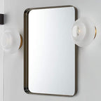 TEHOME 20x30 inch Oil Rubbed Bronze Mirror Dark Bronze Metal Framed Bathroom Mirror for Wall in Stainless Steel Rounded Rectangular Bathroom Vanity Mirrors Wall Mounted