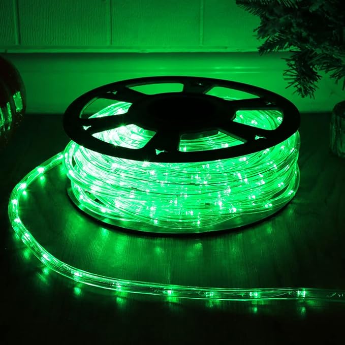 50ft 360 LED Waterproof Rope Lights, 110V Connectable Indoor Outdoor Green Led Rope Lights for Deck, Patio, Pool, Camping, Bedroom Decor, Landscape Lighting and More (Green)
