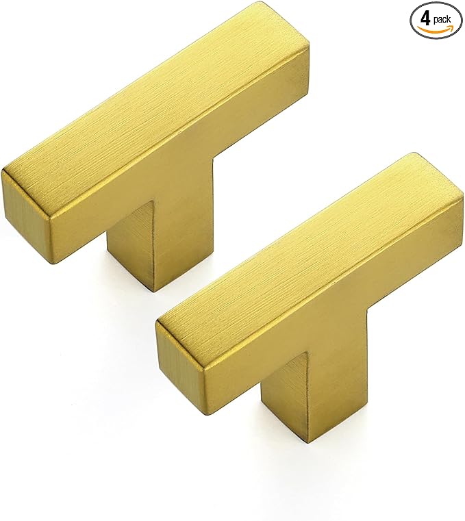 JOY DECOR 4 Pack Cabinet Knobs, Gold Cabinet Handles, 2 Inch Kitchen Knobs, Single Hole Drawer Hardware for Dresser Drawers