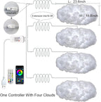 4PCS 3D Big Cloud lightning Light Kit Music Sync Warm Multicolor lightning Changing Strip Lights 360 Degree Wireless Remote APP NO DIY Coolest Decorations for Adults and Kids Indoor Home Bedroom