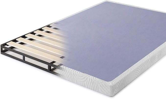 ZINUS Metal Box Spring with Wood Slats, 4 Inch Mattress Foundation, Sturdy Steel Structure, Easy Assembly, King