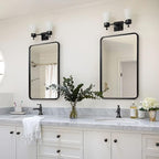 ANDY STAR 24x32 INCH Black Bathroom Mirror, Black Bathroom Vanity Mirrors for Wall, Rounded Rectangle Mirror for Bathroom, Tube Metal Frame, 1’’ Deep Wall Mounted Vertical/Horizontal