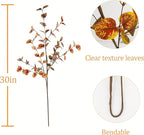 6pcs Artificial Fall Eucalyptus Leaves Stems 30" Faux Fall Leaf Fall Branches Autumn Decorations for Home Fall Floral Arrangements Farmhouse Table Centerpiece Decor, Yellow