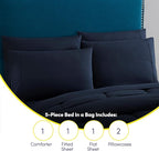 Twin XL Comforter Set with Sheets - 5-Piece Bedding Collection - 1 Comforter, 1 Fitted Sheet, 1 Flat, 2 Pillowcases - Deep Pocket - Soft & Premium Quality - Ideal for All Seasons, Navy Blue