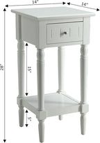 Convenience Concepts French Country Khloe 1 Drawer Accent End Table 14" - Traditional Farmhouse Side Table with Storage Drawer and Shelf for Living Room, White