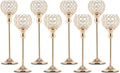 VINCIGANT Pack of 8pcs Candle Holders for Pillar Candles,Gold Candle Holders Bulk Wedding Centerpieces Metal Crystal Candlestick Holders Stand for Table Party Church Decor