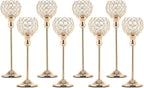 VINCIGANT Pack of 8pcs Candle Holders for Pillar Candles,Gold Candle Holders Bulk Wedding Centerpieces Metal Crystal Candlestick Holders Stand for Table Party Church Decor