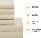 RV Short Queen Comforter Set for RV Camper - Comforter Set with Fitted & Flat Sheet, 4 Pillowcases - Tailored for RV Short Queen Beds - Cozy Essentials for Your RV Bedroom, Beige