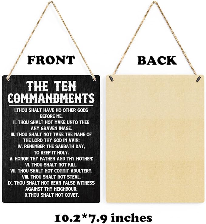 Inspirational Bible Verses Ten Commandments Wall Decor Christian 10 Commandments Wall Art Wooden Hanging Sign Rustic Scripture The Ten Commandments Wall Art for Home Office Decoration 8x10 Inches