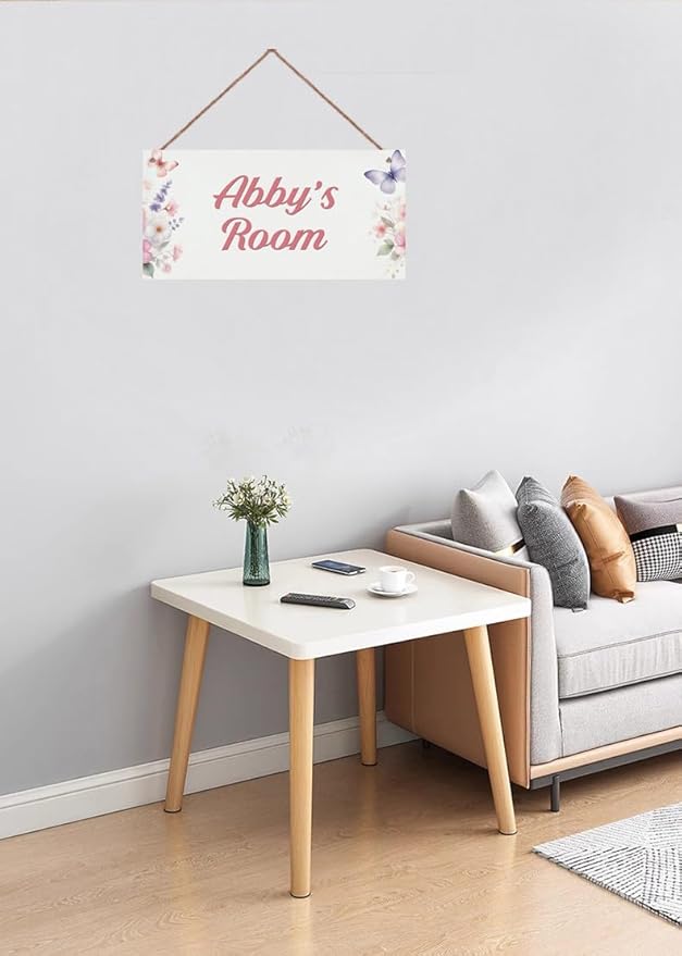 Personalized Name's Room Door Sign Butterfly and Flowers Nursery Kid's Children's Girls Bedroom Decor Wood Door Plaque Sign