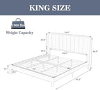 Allewie King Bed Frame/Velvet Upholstered Bed Frame with Vertical Channel Tufted Headboard/Strong Wooden Slats/Platform Bed Frame/Mattress Foundation/Box Spring Optional/Easy Assembly/Green