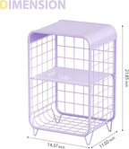 APEXCHASER Cute Kids Nightstand,Metal Side Table,3 Tier End Table with Storage,Vintage Bedside Table,Girls Bedroom Furniture,Coffee Table for Living Room,Bedroom,Dorm,Purple