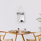 Wrestling Life Lessons Wooden Hanging Sign Inspirational Wrestling Wall Art Decor, Wrestling Wall Hanging Decor Signs for Home Office Bedroom Decoration 8x10 Inches