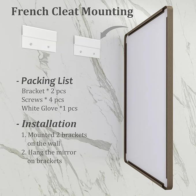 48x30 Bronze Bathroom Mirror for Wall, Brushed Bronze Metal Framed Bathroom Vanity Mirror, Rounded Rectangle Mirror, Anti-Rust, Shatterproof (Horizontal/Vertical)