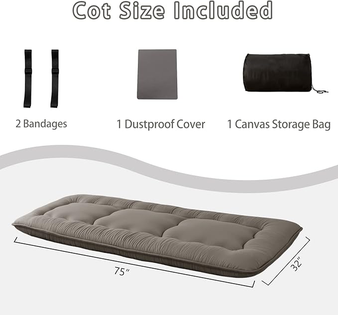 MAXYOYO Cot Japanese Floor Futon Mattress, Single Size Tatami Mat Sleeping Pad Foldable Roll Up Boys Girls Narrow Mattress Kids Lounger Pillow Bed