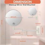8" Wall Mounted Makeup Mirror 1X/ 10x Magnifying Mirror Double Sided Vanity Makeup Mirror for Bathroom Nickel Brush Finish