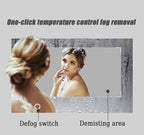 47" Half Moon LED Bathroom Mirror - Anti-Fog Dimmable Backlit with 3-Color Lights, Smart Touch Switch and Time Display, Frameless Vanity Wall Mirror for Bedroom/Entryway (Right Semicircle)