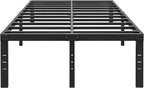 ALDRICH 18 Inch Metal Full Size Bed Frame - Black Basic Steel Slats Platform, Easy Assembly Heavy Duty Noise Free Bedframes, No Box Spring Needed