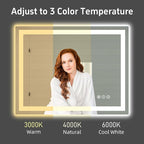 LED Bathroom Mirror 44"x 36", Double Lighting Sources Dimmable, Front and Backlit Bathroom Mirror with Lights, Anti-Fog Lighted Bathroom Vanity Mirror, Tempered Glass (Horizontal/Vertical)