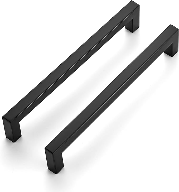 Ravinte 50 Pack 7-1/2 Inch Kitchen Square Cabinet Handles Matte Black Pulls Black Drawer Pulls Kitchen Cabinet Hardware for Cupboard Drawer Handles