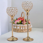 VINCIGANT Pack of 8pcs Candle Holders for Pillar Candles,Gold Candle Holders Bulk Wedding Centerpieces Metal Crystal Candlestick Holders Stand for Table Party Church Decor