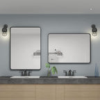 24x36 Inch Black Framed Mirror for Wall, Matte Black Bathroom Rectangle Mirror, Rounded Corner, Anti-Rust (Horizontal/Vertical)