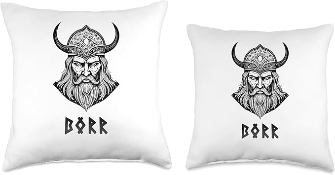 Nordic Vikings Legends Old Norse Mythology Gods Nordic Scandinavian Legends Old Norse Mythology Gods Borr Throw Pillow, 16x16, Multicolor